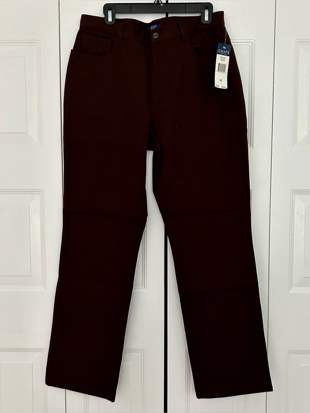 NWT Chaps Chocolate Brown, Straight Leg, Stretch, 5 Pocket Jeans  size 12